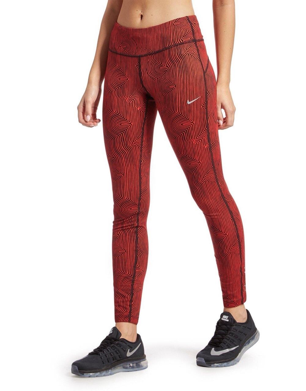 Nike Women Activewear Pants Small Red Striped Zen Epic Run Capri Leggings